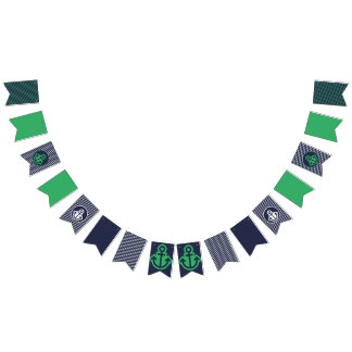 Navy and Green Nautical Bunting Flags