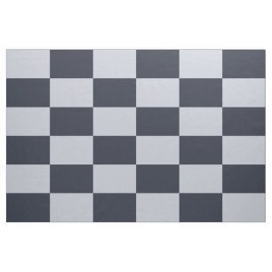 Navy and Grey Chequered Rectangles Pattern Fabric