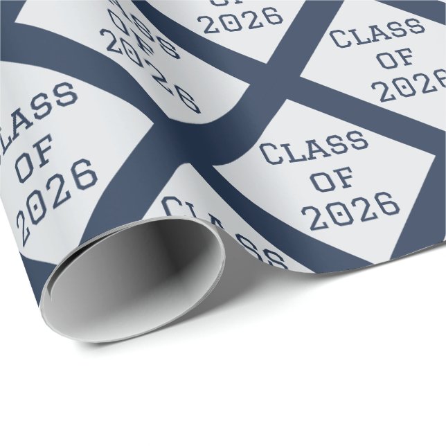 Navy and Grey Graduation Wrapping Paper | 2026 (Roll Corner)