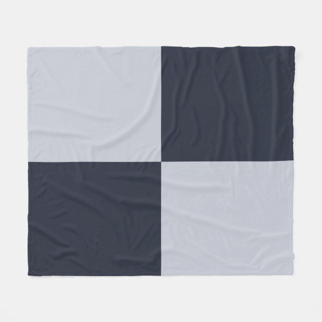Navy and Grey Rectangles Fleece Blanket (Front (Horizontal))