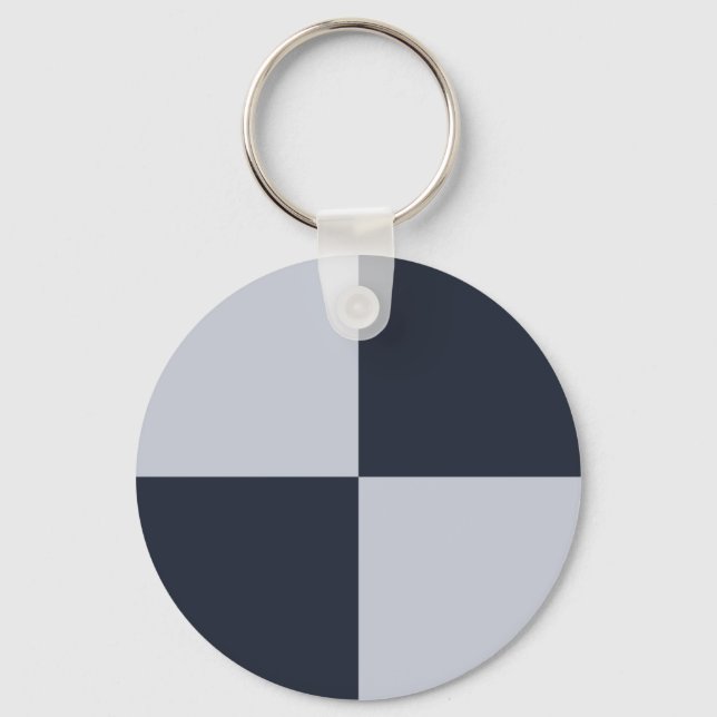 Navy and Grey Rectangles Key Ring (Front)