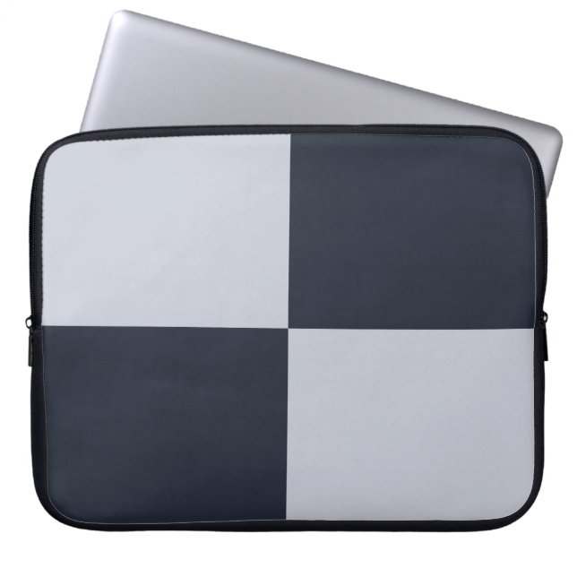 Navy and Grey Rectangles Laptop Sleeve (Front)