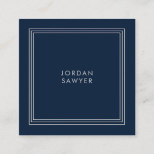 Navy and Grey Simple Classic Square Business Card