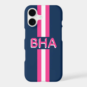 Navy and Hot Pink Stripe Monogram