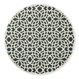 Navy and Ivory Geometric – Elegant  Ceramic Knob