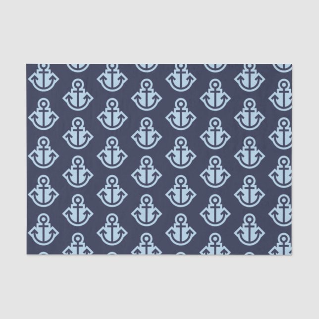 Navy and Light Blue Anchors Tissue Paper (Front)