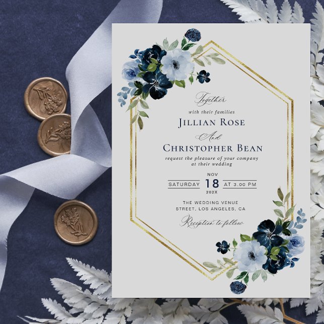 navy and light blue geometric wedding invitation (Creator Uploaded)