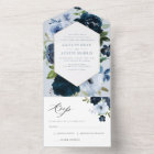 Navy and light blue watercolor floral wedding 