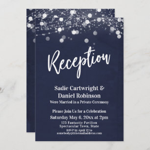 Navy and Lights Textured Wedding Reception-Only Invitation