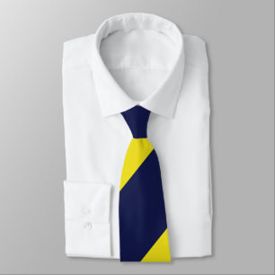 Navy and Maize Broad Regimental Stripe Tie