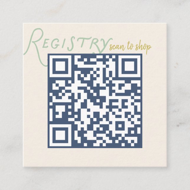 Navy and Mint Doodle Baby Registry QR Code Enclosure Card (Front)