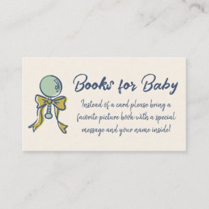 Navy and Mint Doodle Rattle and Bow Book Request Enclosure Card