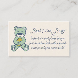 Navy and Mint Doodle Teddy Bear Book Request Enclosure Card