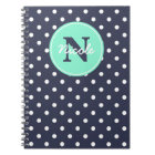 Navy and Mint Dots, Initial, and Name