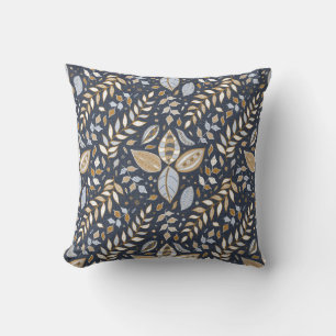 Navy and Mustard Vintage Botanical Garden Cushion