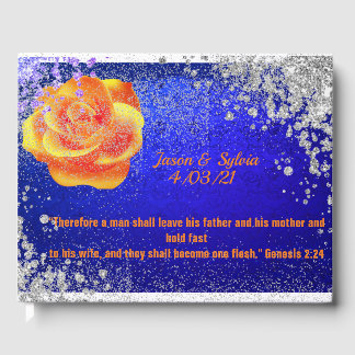Navy and Orange Bling Theme Guest Book