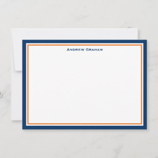 Navy and Orange Border Note Card
