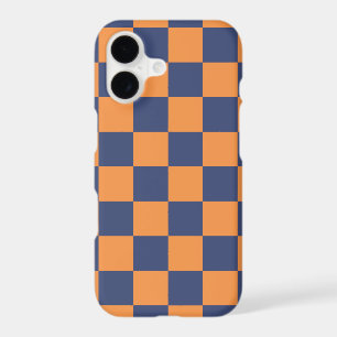 Navy And Orange Chequerboard Chequered Pattern