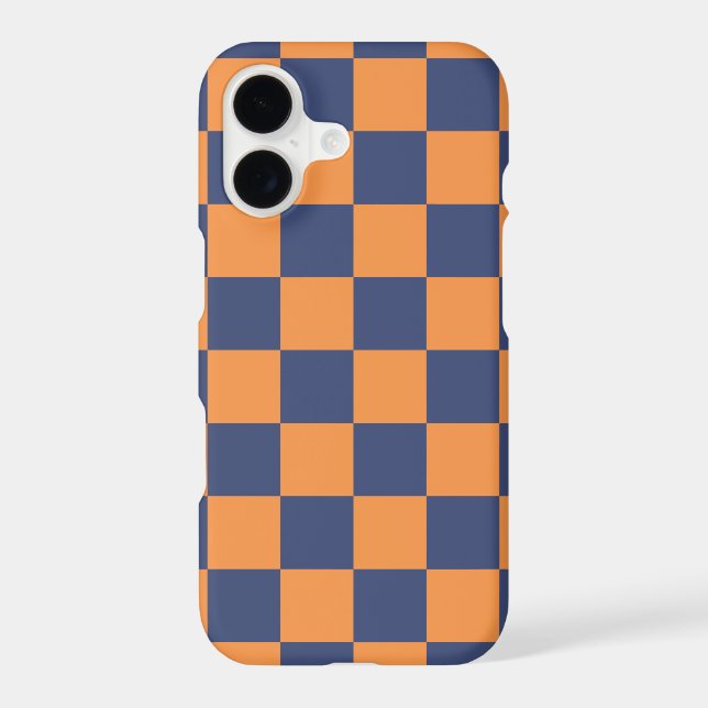 Navy And Orange Chequerboard Chequered Pattern (Back)