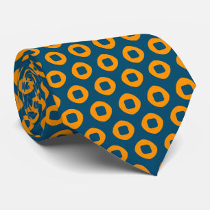 Navy and Orange Dot Circle Pattern Neck Tie