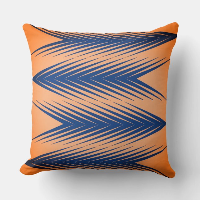 Navy and Orange Geometric Throw Pillow (Front)