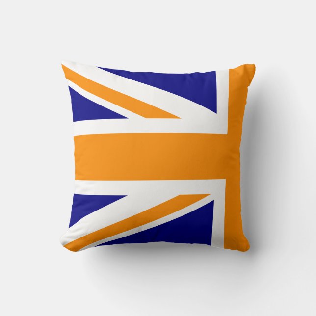 Navy and Orange Union Jack Half Cushion (Front)