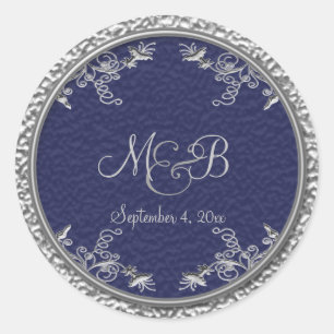 Navy and Pewter 1.5" Diameter Round Sticker