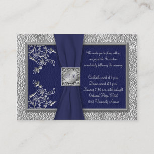 Navy and Pewter Reception Card