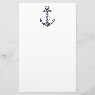 Navy and Pink Anchor Beach Wedding Stationery