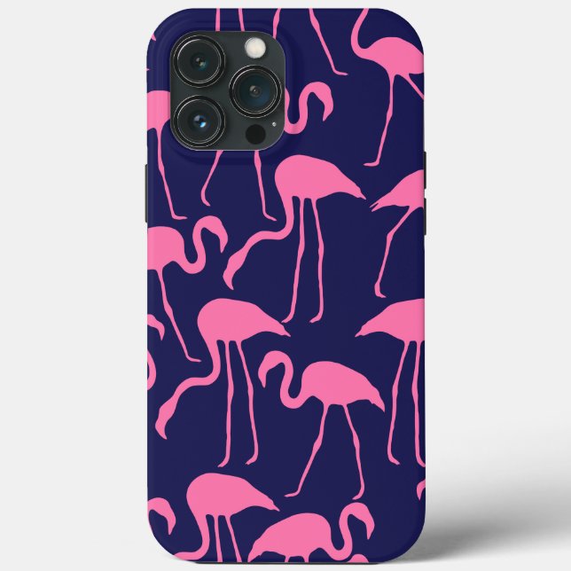 Navy and Pink Flamingo Pattern Case-Mate iPhone Case (Back)