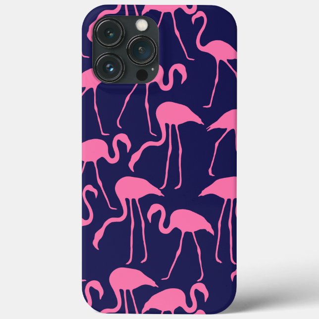 Navy and Pink Flamingo Pattern Case-Mate iPhone Case (Back)