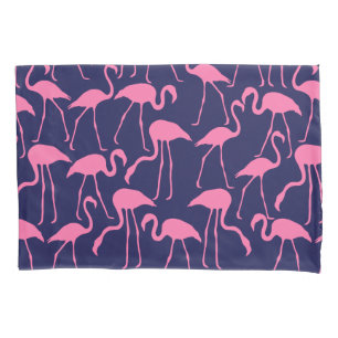 Navy and Pink Flamingo Pattern Pillowcase