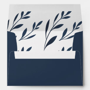 Navy and Pink Foliage 5x7 invitation envelope
