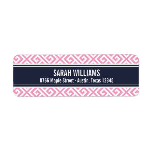 Navy and Pink Greek Key