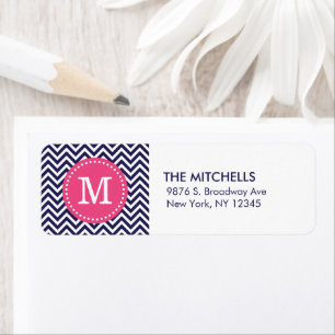 Navy and Pink Modern Chevron Custom Monogram