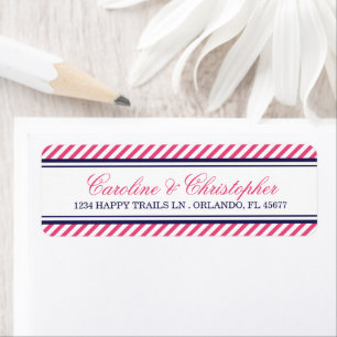 Navy and Pink Nautical Wedding Return Address