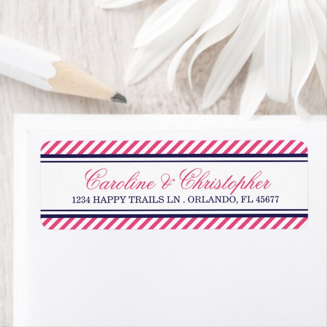 Navy and Pink Nautical Wedding Return Address (Insitu)