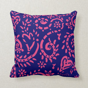 Navy and pink pip pillow