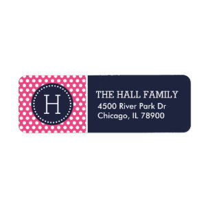 Navy and Pink Polka Dots Monogram