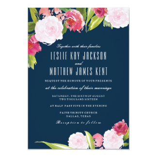 Pink And Navy Wedding Invitations 9