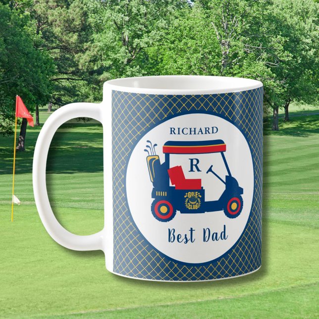 Navy and Red Golf Best Dad Personalised  Coffee Mug (Creator Uploaded)
