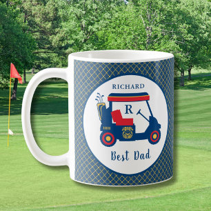 Navy and Red Golf Best Dad Personalized  Coffee Mug