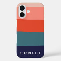  Navy and Red Wide Abstract Stripes Personalised  