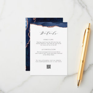 navy and rose gold agate wedding details  enclosure card