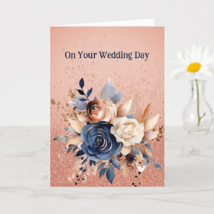 Navy and Rose Gold Roses  Card