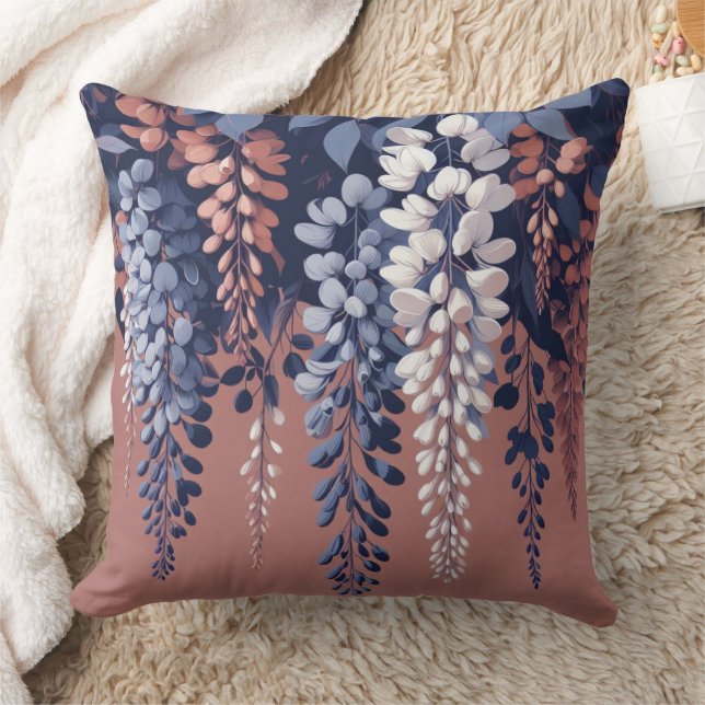 Navy and Rose Wisteria Elegance Cushion (Blanket)