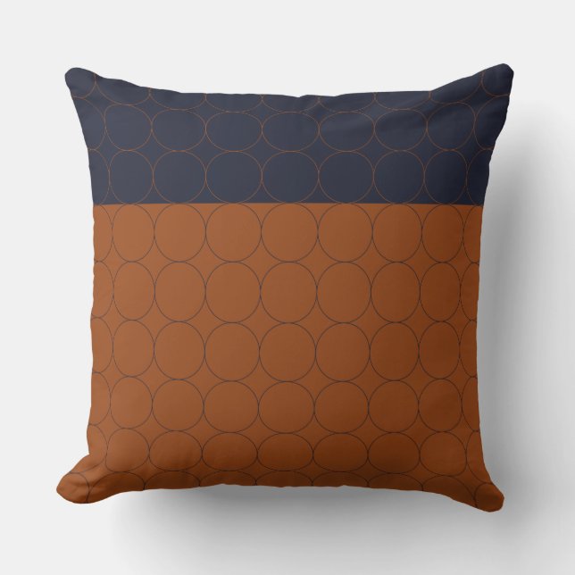 Navy and Rust Circles I Cushion (Front)