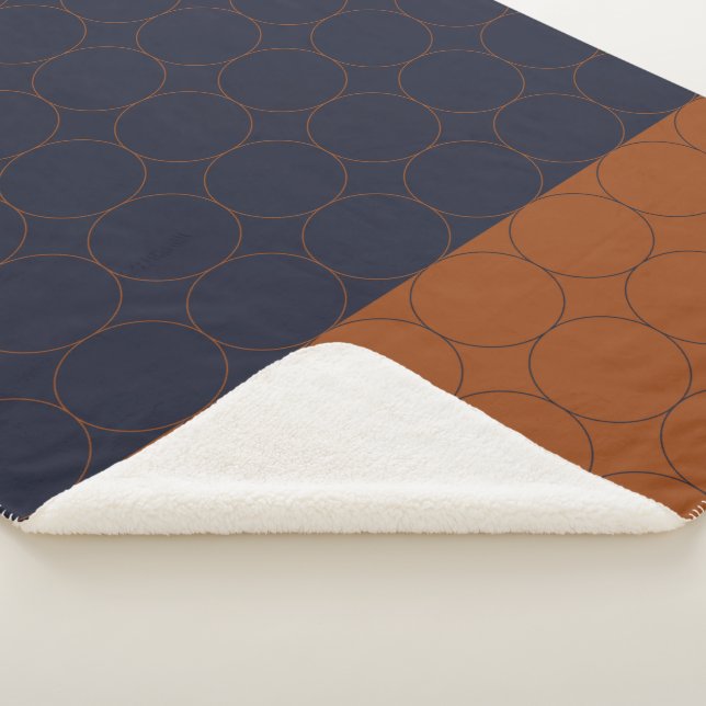 Navy and Rust Circles II Sherpa Blanket (3/4)