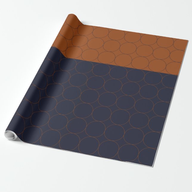 Navy and Rust Circles II Wrapping Paper (Unrolled)
