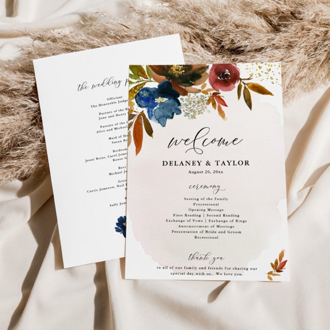 Navy and Rust Watercolor Boho Floral Paper Program (Creator Uploaded)